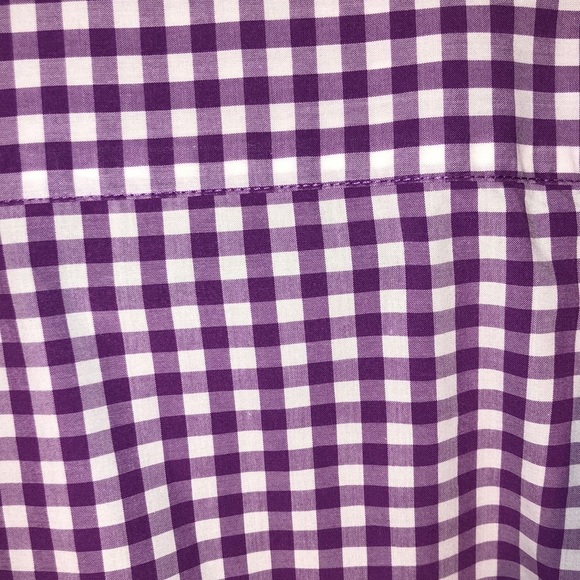 Men’s Bristol & Bull 100% Cotton Orchid, and White Gingham Check Dress Shirt - Picture 8 of 9